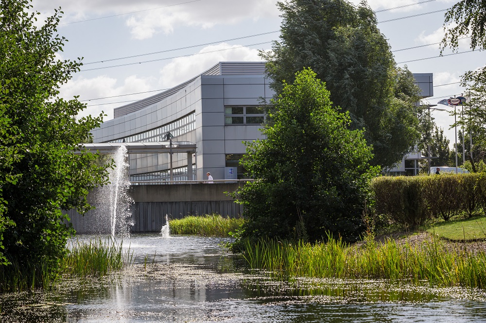 CEME Business Campus beside the pond and fountain